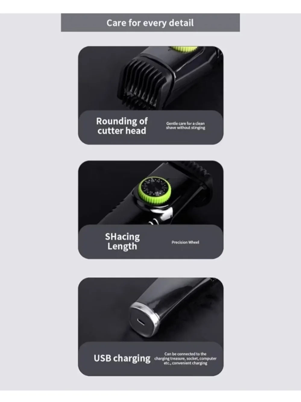 Waterproof Hair Trimmer - Vacuum Beard Razor for Men